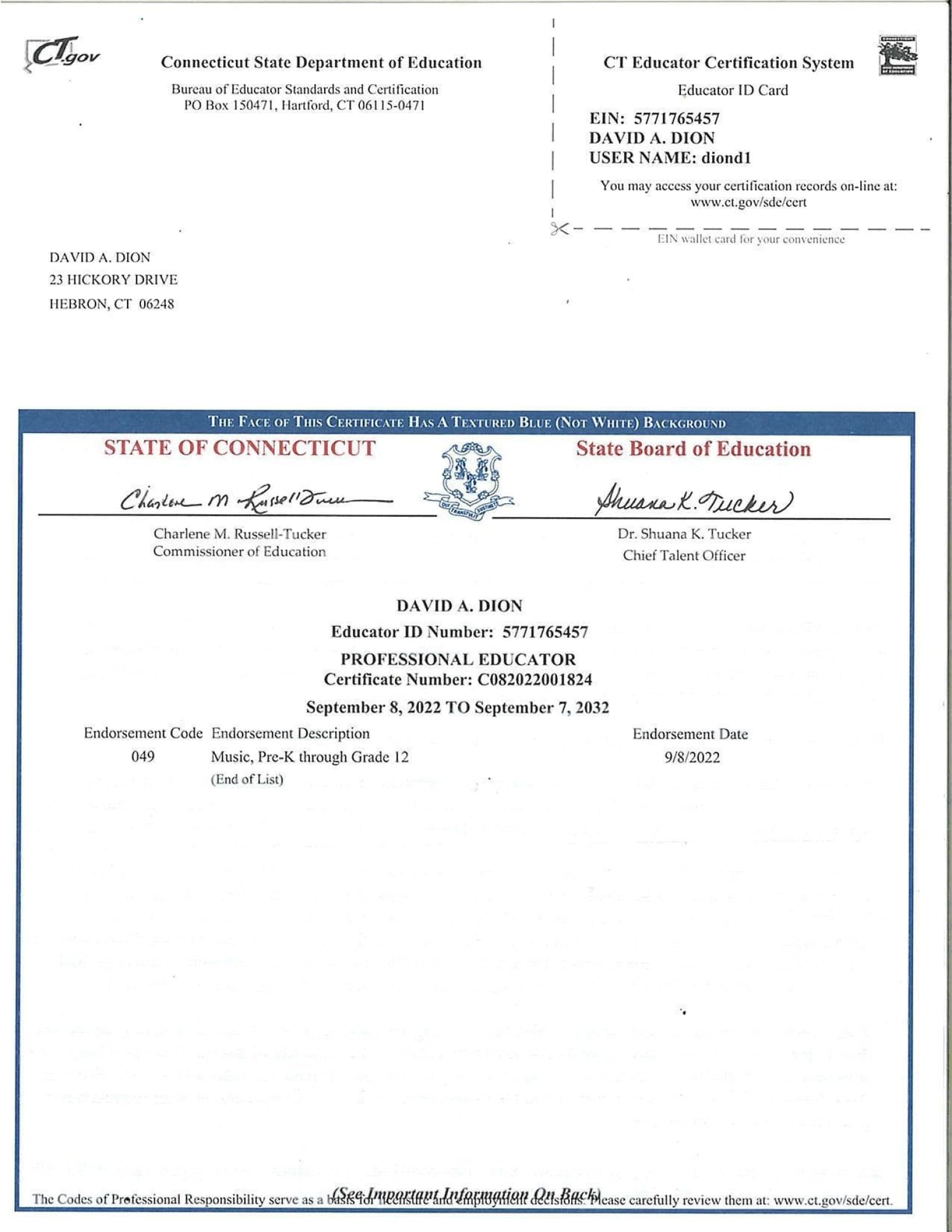 Professional Educator Certificate