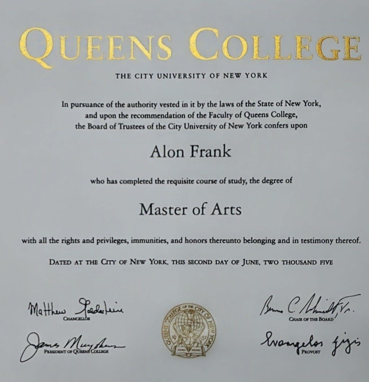 Masters degree