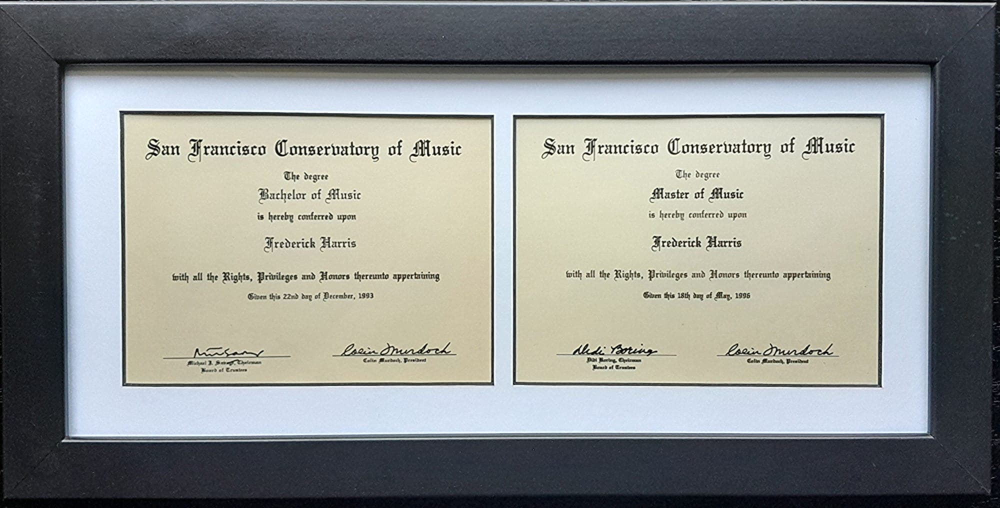 Bachelor of Music, Master of Music