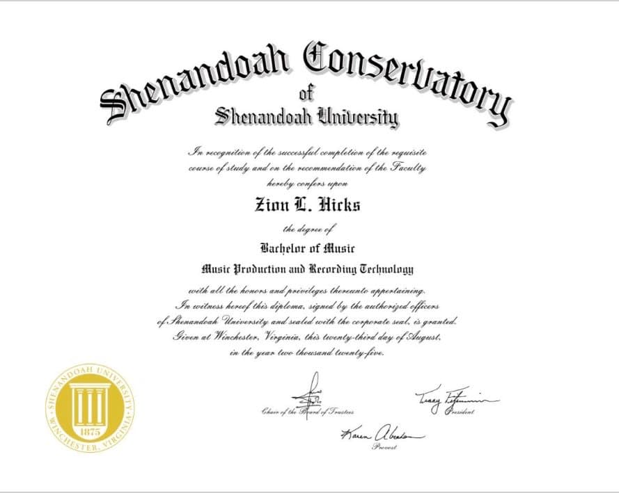 Bachelor in Music Production and Recording Technology (minor in Jazz Piano)